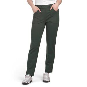 SWING CONTROL Olive Solid Ponte Ankle Pants